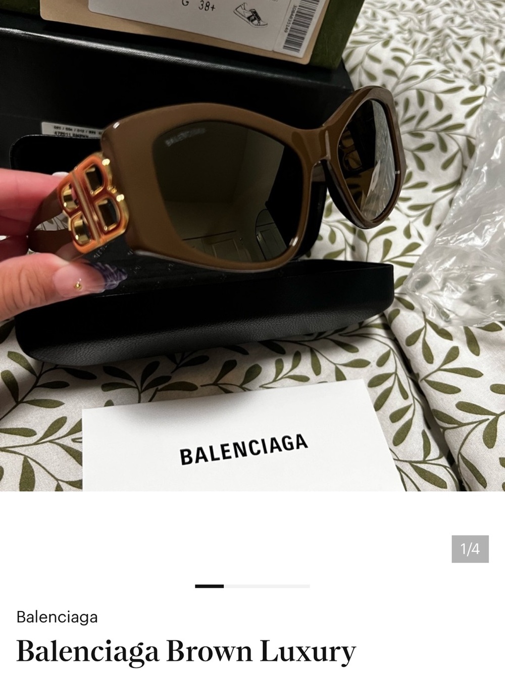 Balenciaga Brown Cat-Eye Sunglasses with Gold BB Accent